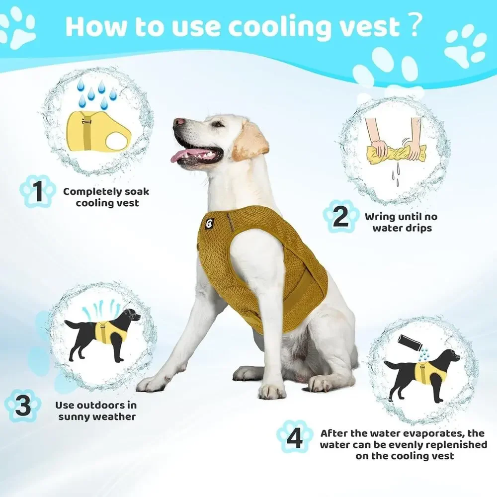 Dog Cooling Vest Harness Lightweight Cooler Jacket Sz Med w Adjustable Buckle